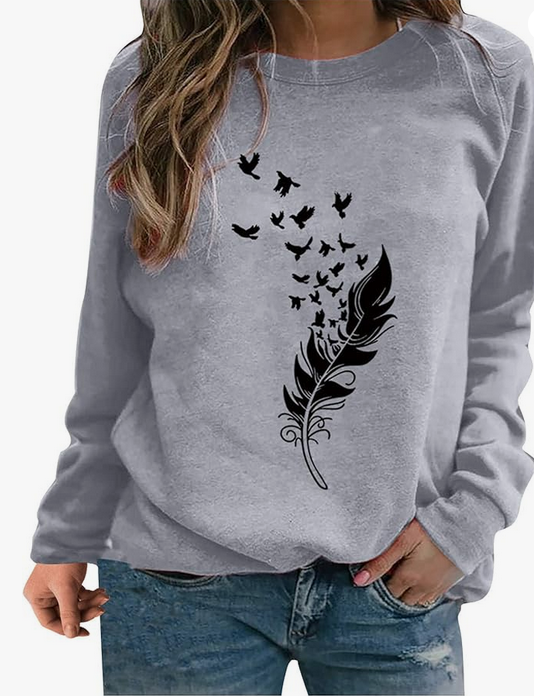 Sweat - Shirt Femmes Capless Chic Plume imprimé