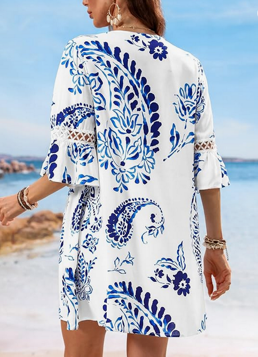 Mini robe d'été décontractée à manches 3/4