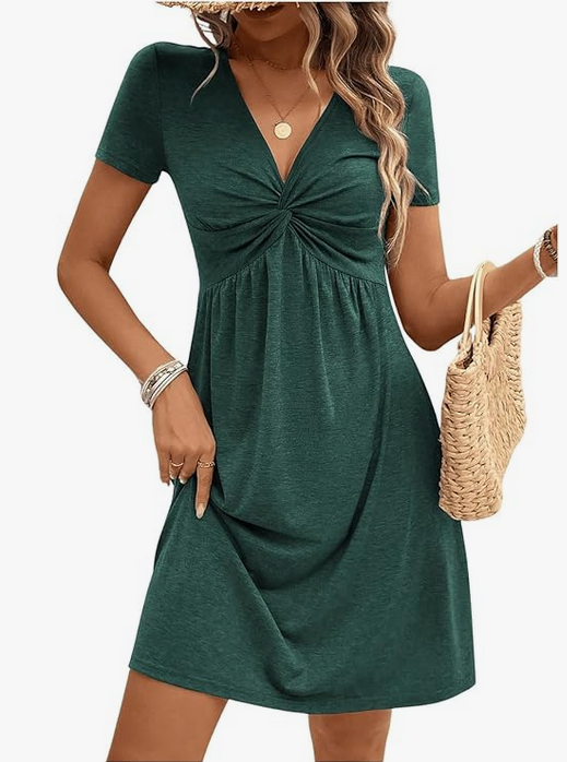 Robe Ete Femme Col V Chic et Elegant