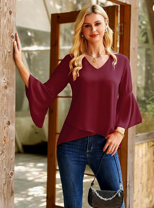Tunique Mousseline Blouse Femme Chic Et EléGant Chemise