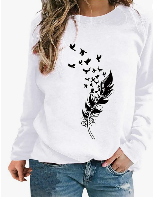 Sweat - Shirt Femmes Capless Chic Plume imprimé