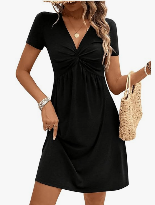 Robe Ete Femme Col V Chic et Elegant
